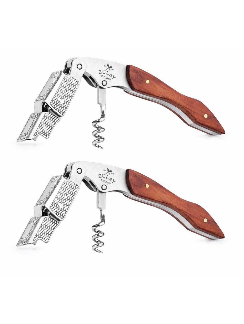 2-Pack Zulay Kitchen Wine Key Corkscrew Bottle Opener Rosewood Waiter’s Tool